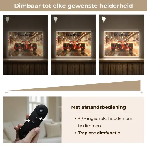 Formule 1 - Auto - Race - Goud - Jongens Light Box met batterij (Wandlamp kind) middel -USP_dimbaarNL