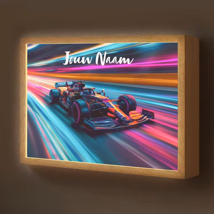 Formule 1 - Auto - Race - Jongens - Kleurrijk Light Box met batterij (Wandlamp kind) middel -z3d_website