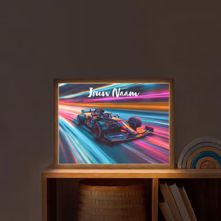 Formule 1 - Auto - Race - Jongens - Kleurrijk Light Box met batterij (Wandlamp kind) middel -sfeer1_kind