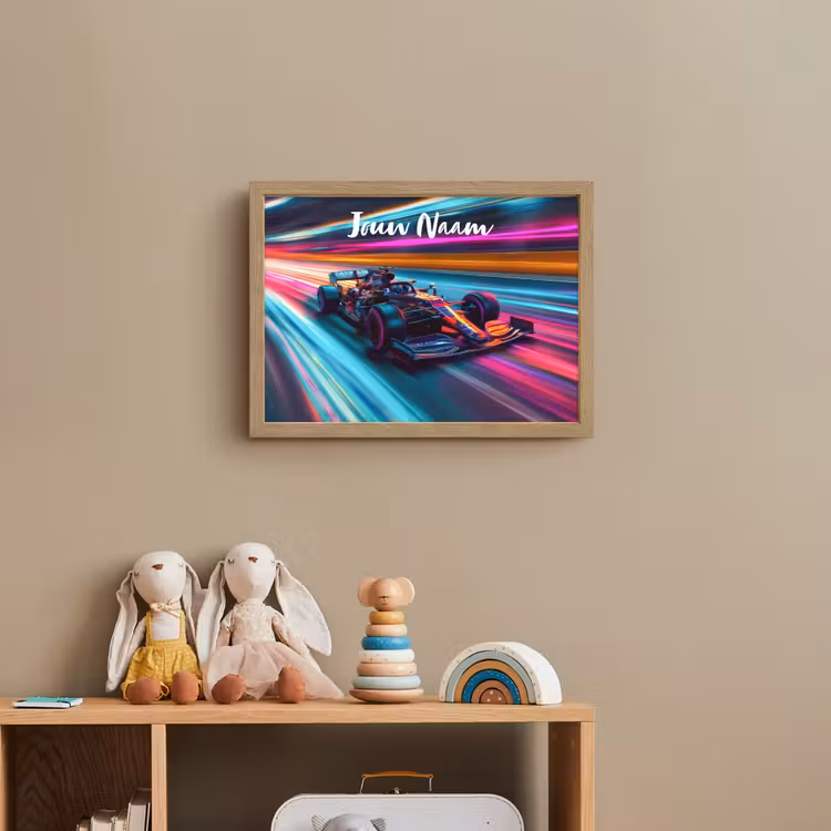 Formule 1 - Auto - Race - Jongens - Kleurrijk Light Box met batterij (Wandlamp kind) middel -sfeer2_kind
