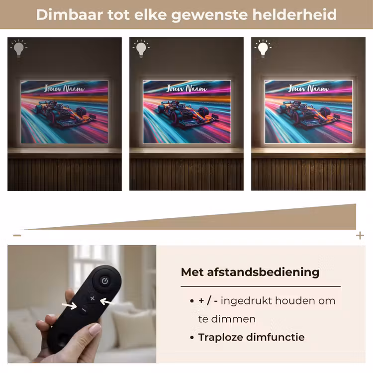 Formule 1 - Auto - Race - Jongens - Kleurrijk Light Box met batterij (Wandlamp kind) middel -USP_dimbaarNL