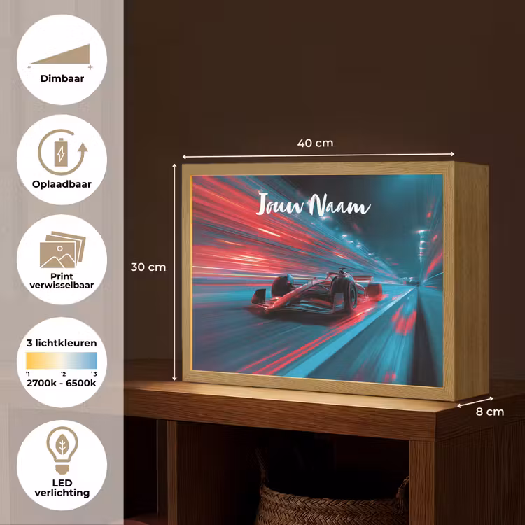 Formule 1 - Raceauto - Rood - Neonverlichting Light Box met batterij (Wandlamp kind) middel -USP_websiteoverzichtNL