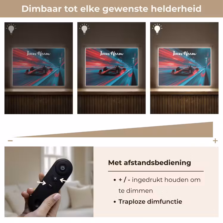 Formule 1 - Raceauto - Rood - Neonverlichting Light Box met batterij (Wandlamp kind) middel -USP_dimbaarNL