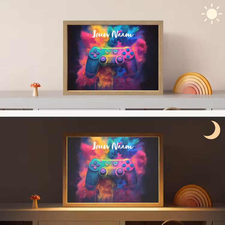 Game - Controller - Kleurrijk - Explosie Light Box met batterij (Wandlamp kind) middel -sfeer3_kind
