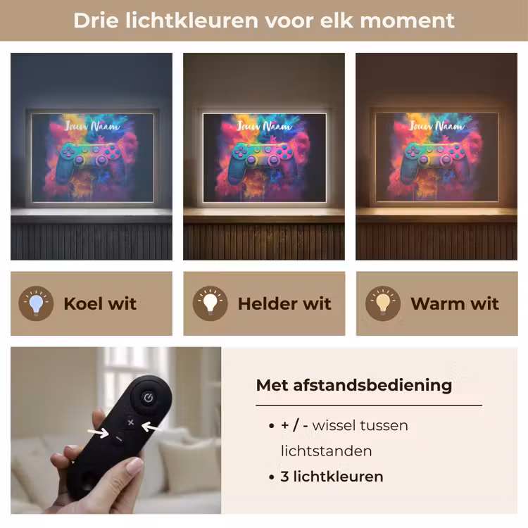 Game - Controller - Kleurrijk - Explosie Light Box met batterij (Wandlamp kind) middel -USP_lichtkleurNL