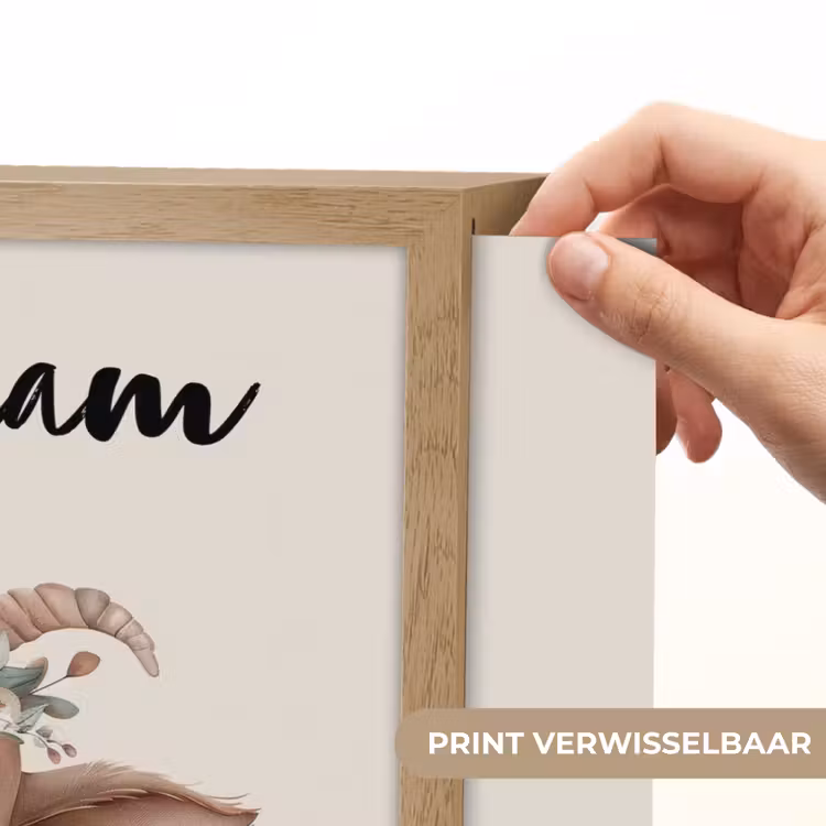 Geit - Dier - Bohemian - Bloemen - Boho Light Box met batterij (Wandlamp kind) middel -USP_websiteprintNL