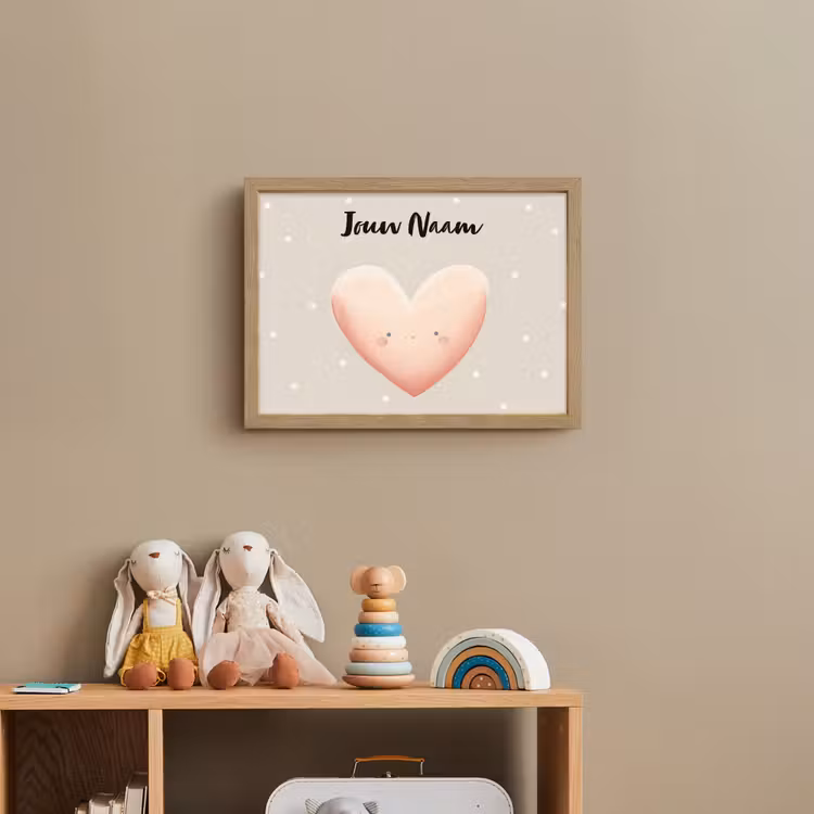 Gezichtje - Hart - Roze - Stippen Light Box met batterij (Wandlamp kind) middel -sfeer2_kind