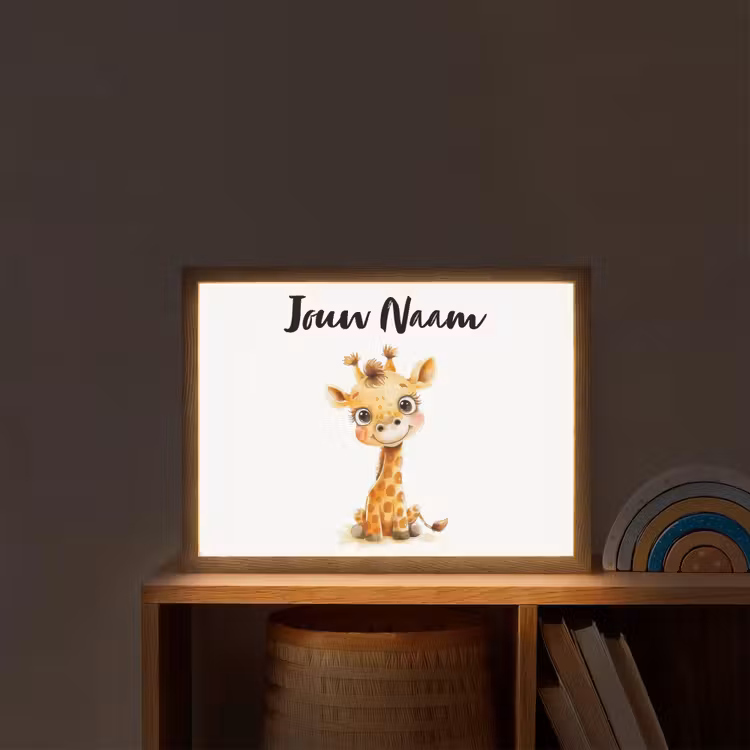 Giraf - Baby dier - Wilde dieren Light Box met batterij (Wandlamp kind) middel -sfeer1_kind