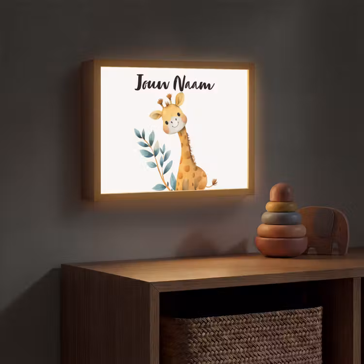 Giraf - Dier - Wilde dieren Light Box met batterij (Wandlamp kind) middel -sfeer5_kind
