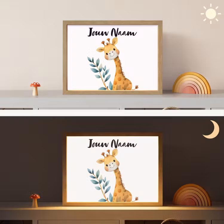 Giraf - Dier - Wilde dieren Light Box met batterij (Wandlamp kind) middel -sfeer3_kind