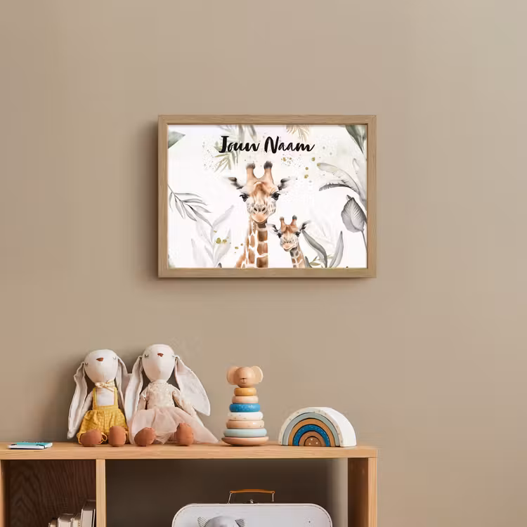 Giraffe - Bladeren - Kinderen - Dieren - Jungle Light Box met batterij (Wandlamp kind) middel -sfeer2_kind