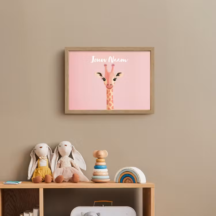 Giraffe - Illustratie - Roze Light Box met batterij (Wandlamp kind) middel -sfeer2_kind