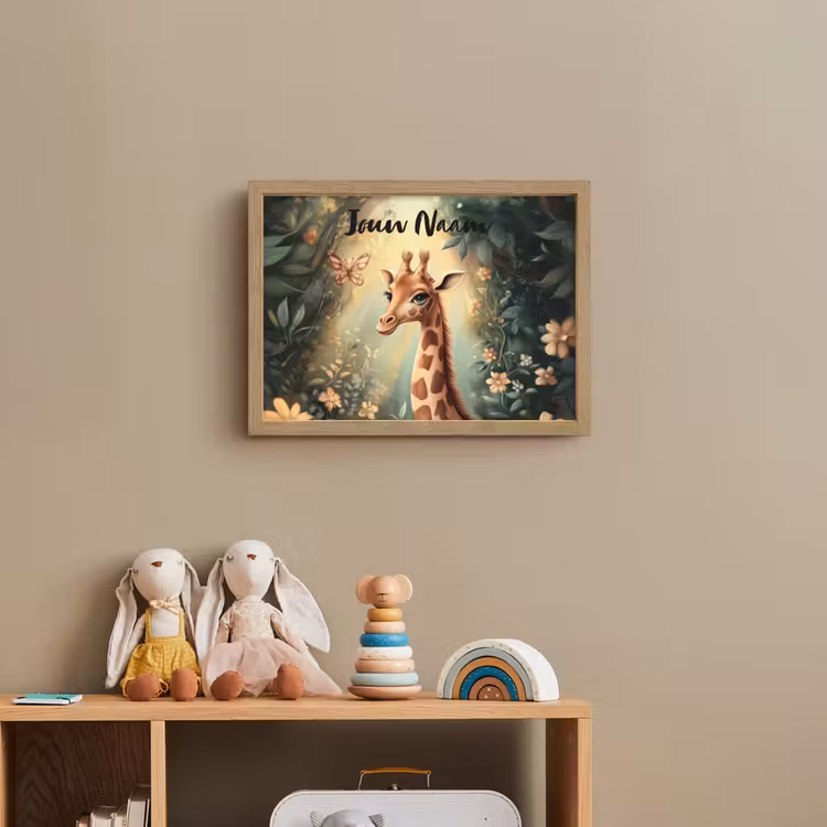 Giraffe - Jungle - Bloemen Light Box met batterij (Wandlamp kind) middel -sfeer2_kind