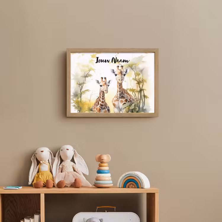 Giraffe - Wilde dieren - Natuur - Kinderen Light Box met batterij (Wandlamp kind) middel -sfeer2_kind