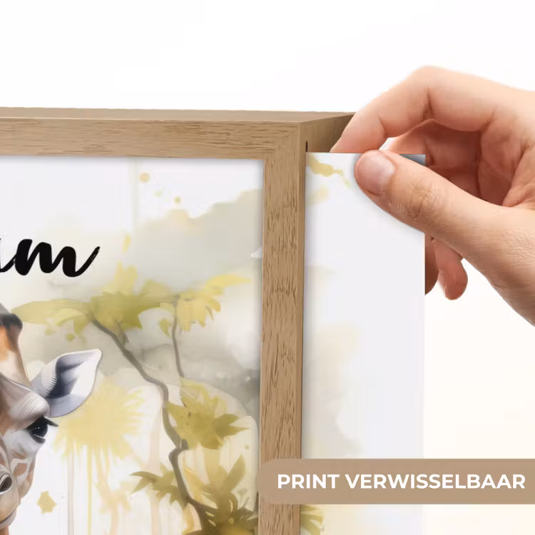 Giraffe - Wilde dieren - Natuur - Kinderen Light Box met batterij (Wandlamp kind) middel -USP_websiteprintNL