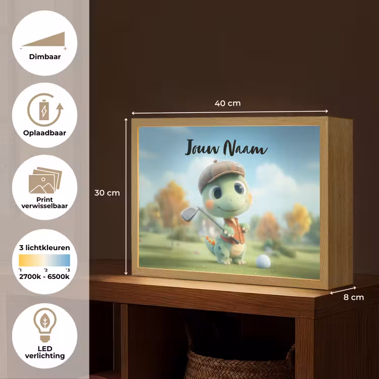 Golf - Dino - Groen Light Box met batterij (Wandlamp kind) middel -USP_websiteoverzichtNL