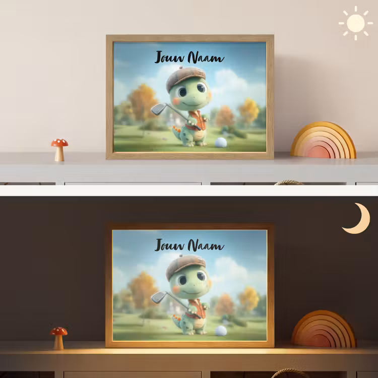 Golf - Dino - Groen Light Box met batterij (Wandlamp kind) middel -sfeer3_kind