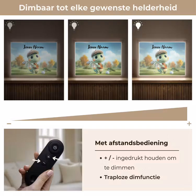Golf - Dino - Groen Light Box met batterij (Wandlamp kind) middel -USP_dimbaarNL