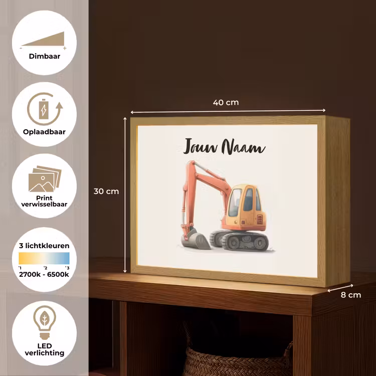 Graafmachine - Getekend - Oranje Light Box met batterij (Wandlamp kind) middel -USP_websiteoverzichtNL