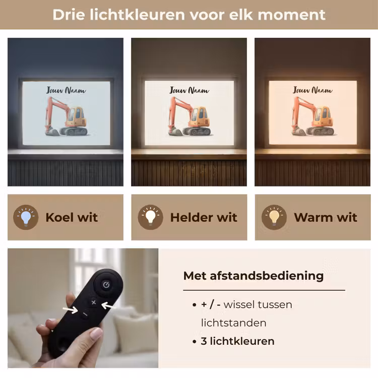 Graafmachine - Getekend - Oranje Light Box met batterij (Wandlamp kind) middel -USP_lichtkleurNL