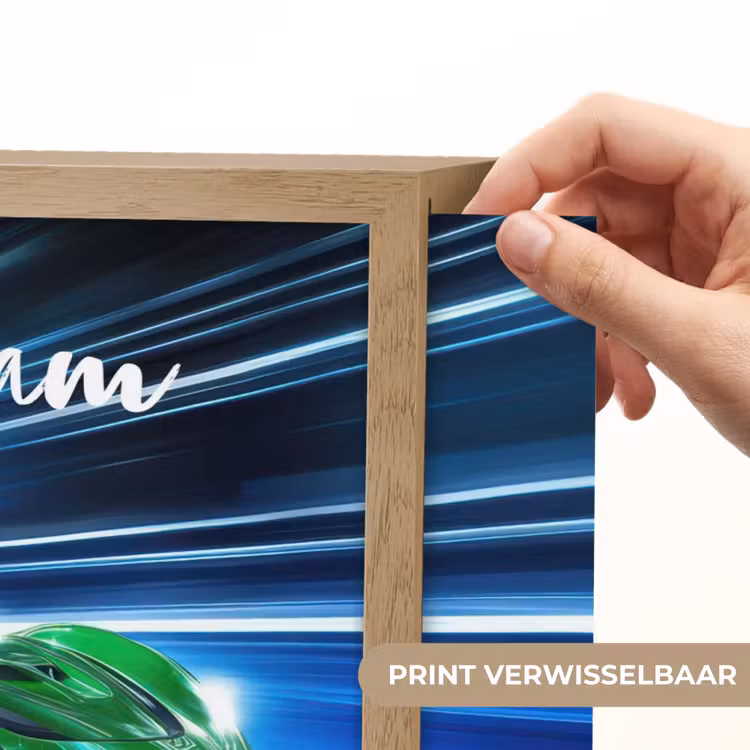 Groene racewagen - Blauw - Neon - Licht Light Box met batterij (Wandlamp kind) middel -USP_websiteprintNL