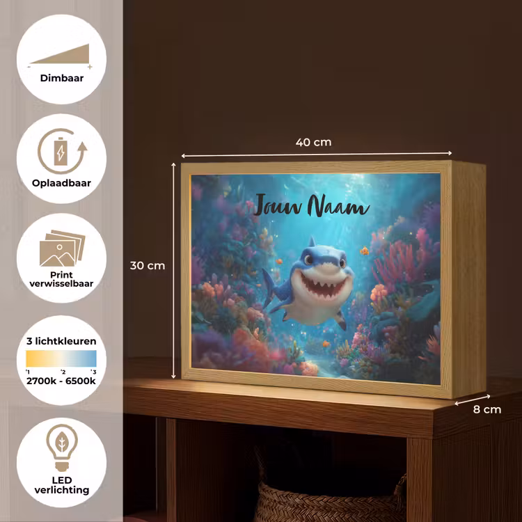 Haai - Onderwaterwereld - Oceaan Light Box met batterij (Wandlamp kind) middel -USP_websiteoverzichtNL