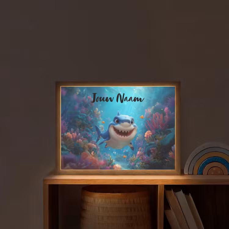 Haai - Onderwaterwereld - Oceaan Light Box met batterij (Wandlamp kind) middel -sfeer1_kind