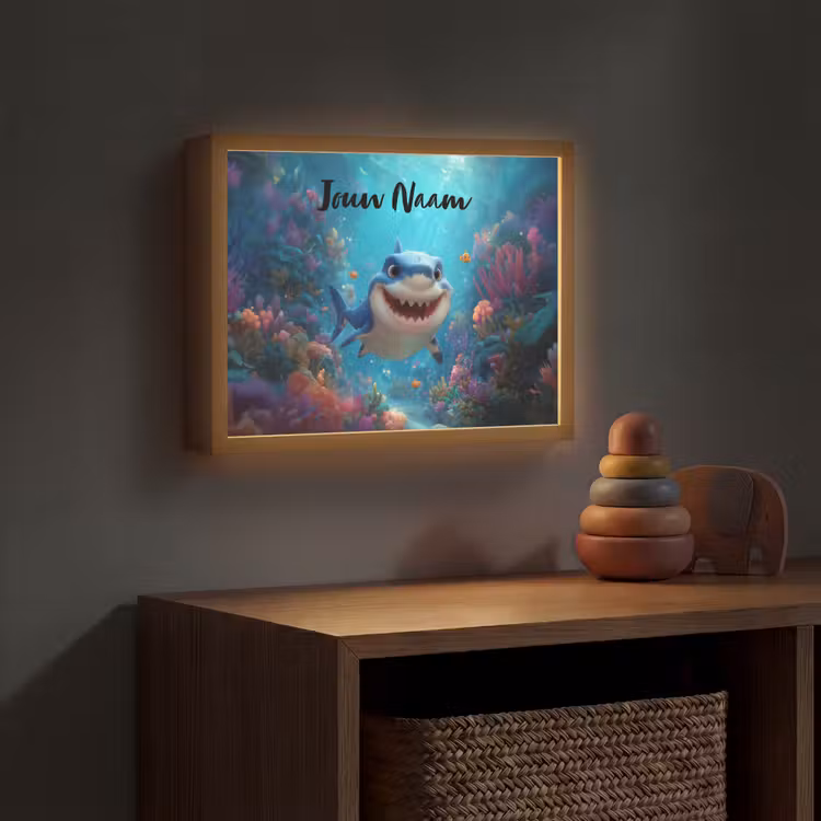 Haai - Onderwaterwereld - Oceaan Light Box met batterij (Wandlamp kind) middel -sfeer5_kind