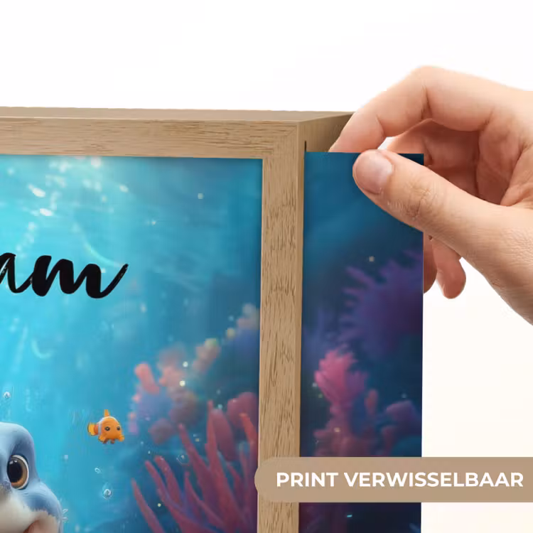 Haai - Onderwaterwereld - Oceaan Light Box met batterij (Wandlamp kind) middel -USP_websiteprintNL