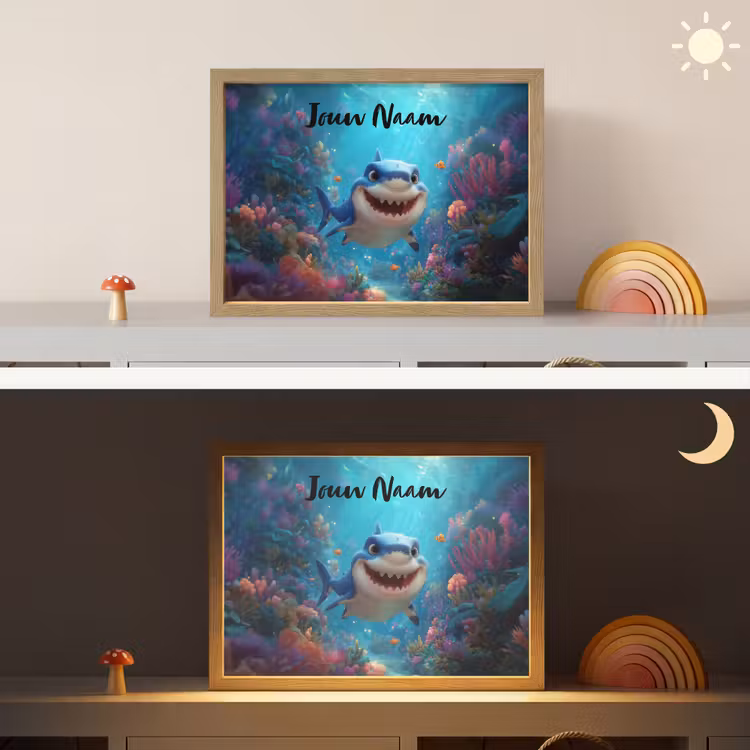 Haai - Onderwaterwereld - Oceaan Light Box met batterij (Wandlamp kind) middel -sfeer3_kind