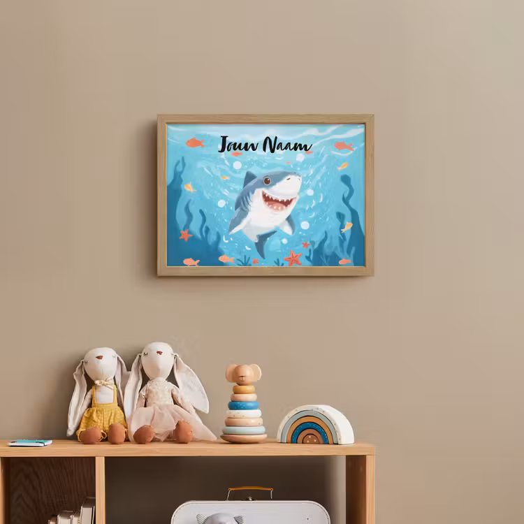 Haai - Vissen - Blauw - Onderwater Light Box met batterij (Wandlamp kind) middel -sfeer2_kind