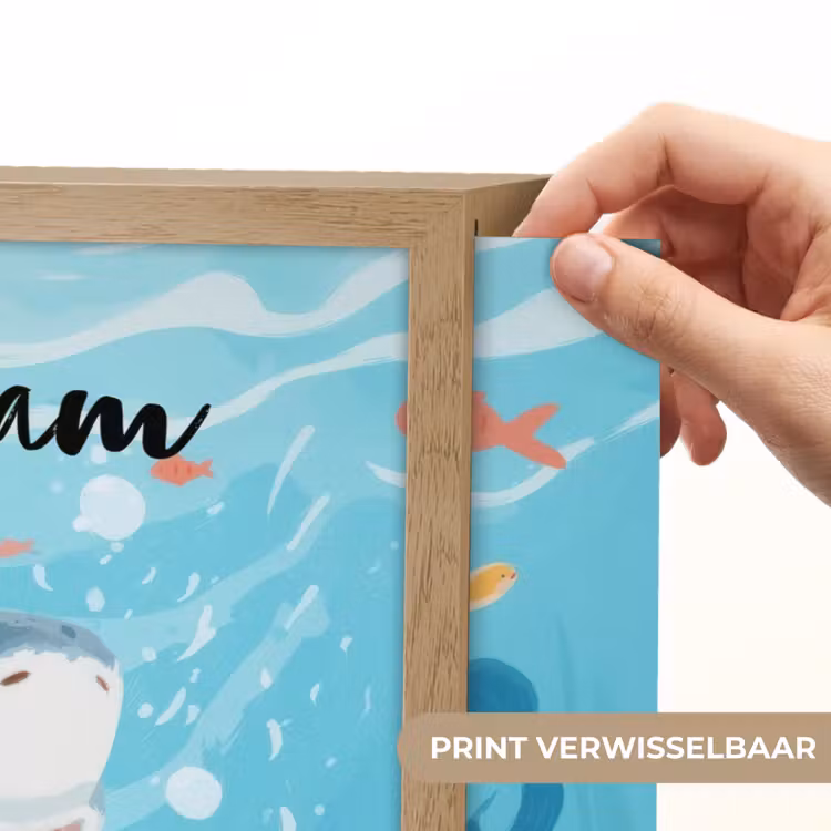 Haai - Vissen - Blauw - Onderwater Light Box met batterij (Wandlamp kind) middel -USP_websiteprintNL