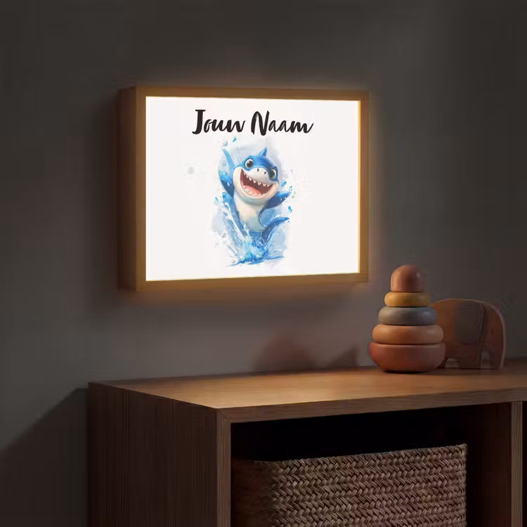 Haai - Water - Blauw Light Box met batterij (Wandlamp kind) middel -sfeer5_kind