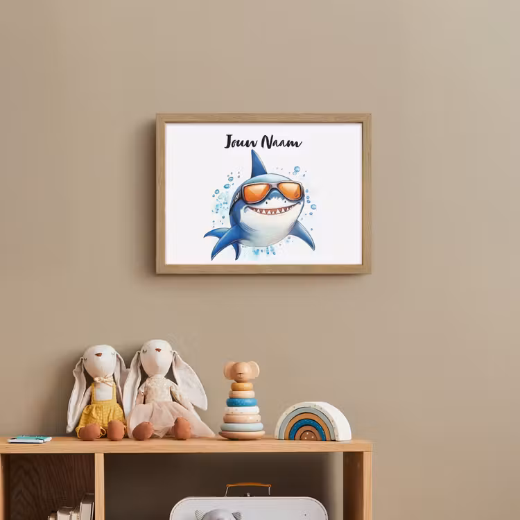 Haai - Zonnebril - Blauw - Water Light Box met batterij (Wandlamp kind) middel -sfeer2_kind