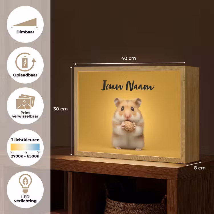 Hamster - Nootje - Geel - Knaagdier Light Box met batterij (Wandlamp kind) middel -USP_websiteoverzichtNL