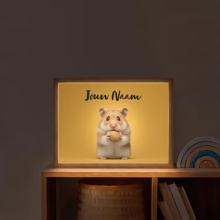 Hamster - Nootje - Geel - Knaagdier Light Box met batterij (Wandlamp kind) middel -sfeer1_kind