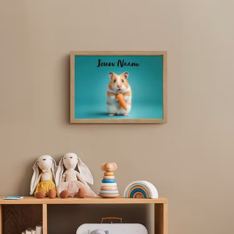 Hamster - Wortel - Blauw Light Box met batterij (Wandlamp kind) middel -sfeer2_kind