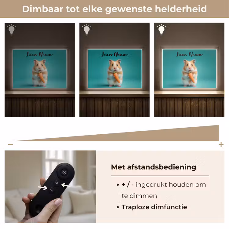 Hamster - Wortel - Blauw Light Box met batterij (Wandlamp kind) middel -USP_dimbaarNL