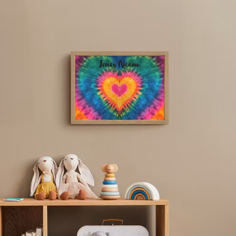 Hart - Kleurrijk - Regenboog - Tie Dye Light Box met batterij (Wandlamp kind) middel -sfeer2_kind