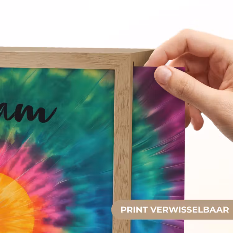 Hart - Kleurrijk - Regenboog - Tie Dye Light Box met batterij (Wandlamp kind) middel -USP_websiteprintNL