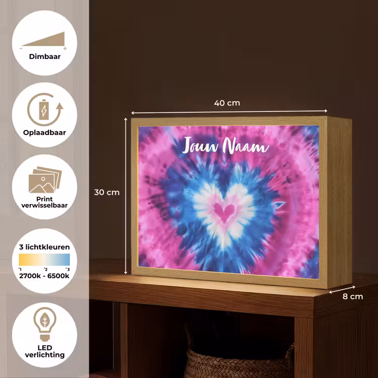Hartje - Blauw - Tie Dye Light Box met batterij (Wandlamp kind) middel -USP_websiteoverzichtNL