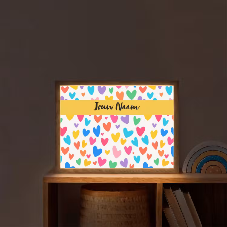 Hartjes - Kleurrijk - Patroon Light Box met batterij (Wandlamp kind) middel -sfeer1_kind