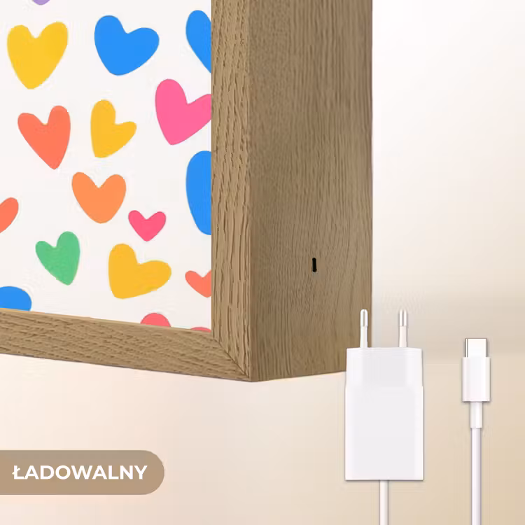 Hartjes - Kleurrijk - Patroon Light Box met batterij (Wandlamp kind) middel -USP_websiteoplaadbaarNL