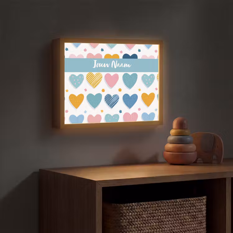 Hartjes - Pastel - Patroon Light Box met batterij (Wandlamp kind) middel -sfeer5_kind