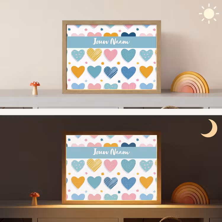 Hartjes - Pastel - Patroon Light Box met batterij (Wandlamp kind) middel -sfeer3_kind