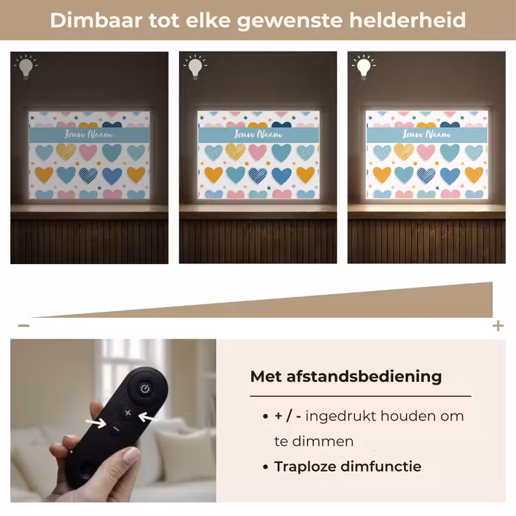 Hartjes - Pastel - Patroon Light Box met batterij (Wandlamp kind) middel -USP_dimbaarNL