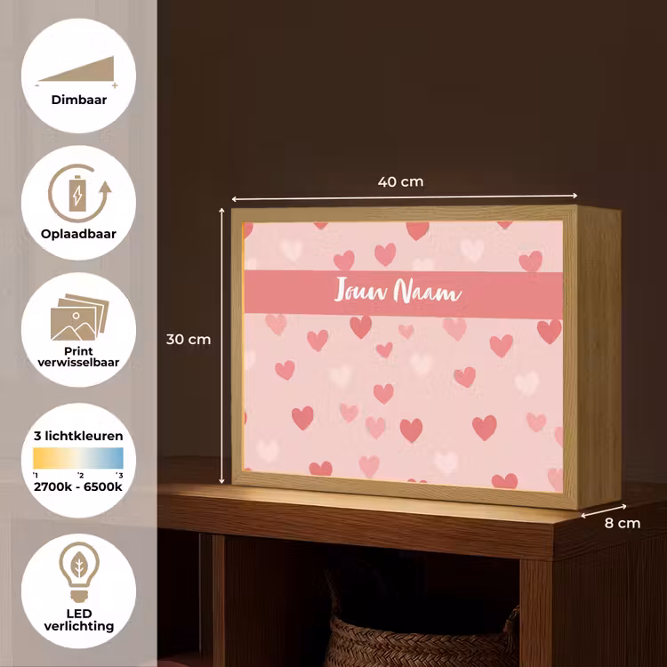 Hartjes - Patroon - Roze Light Box met batterij (Wandlamp kind) middel -USP_websiteoverzichtNL
