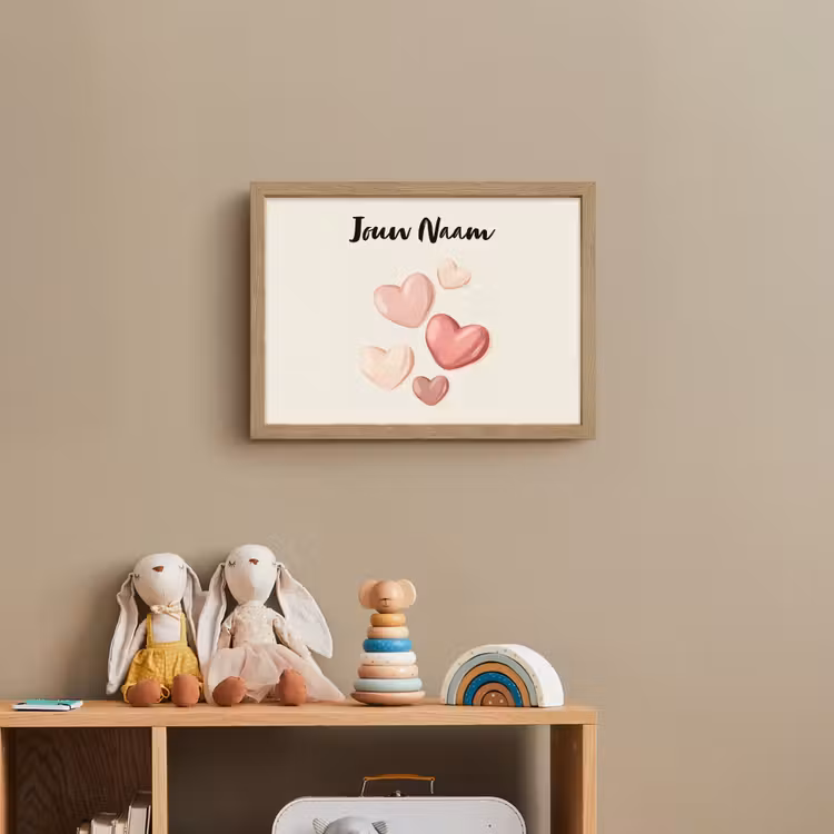 Hartjes - Roze - Minimalistisch - Illustratie Light Box met batterij (Wandlamp kind) middel -sfeer2_kind