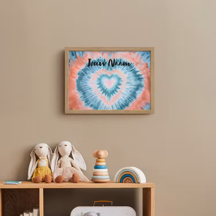 Hartvormig - Tie dye - Lichtblauw - Pasteltinten Light Box met batterij (Wandlamp kind) middel -sfeer2_kind