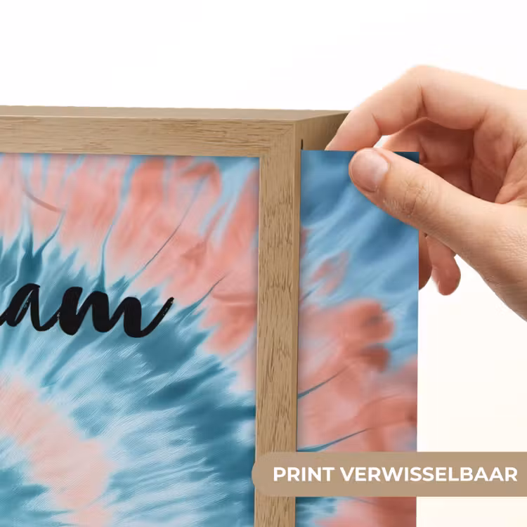 Hartvormig - Tie dye - Lichtblauw - Pasteltinten Light Box met batterij (Wandlamp kind) middel -USP_websiteprintNL